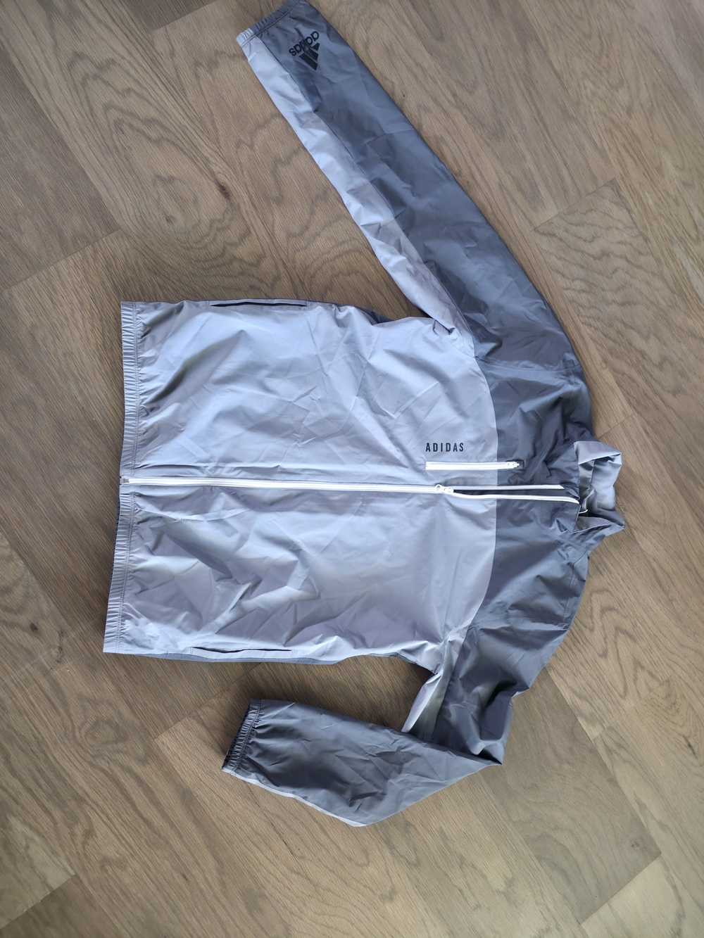 adidas Two-Tone Light and Dark Gray Kids Windbreaker Jacket